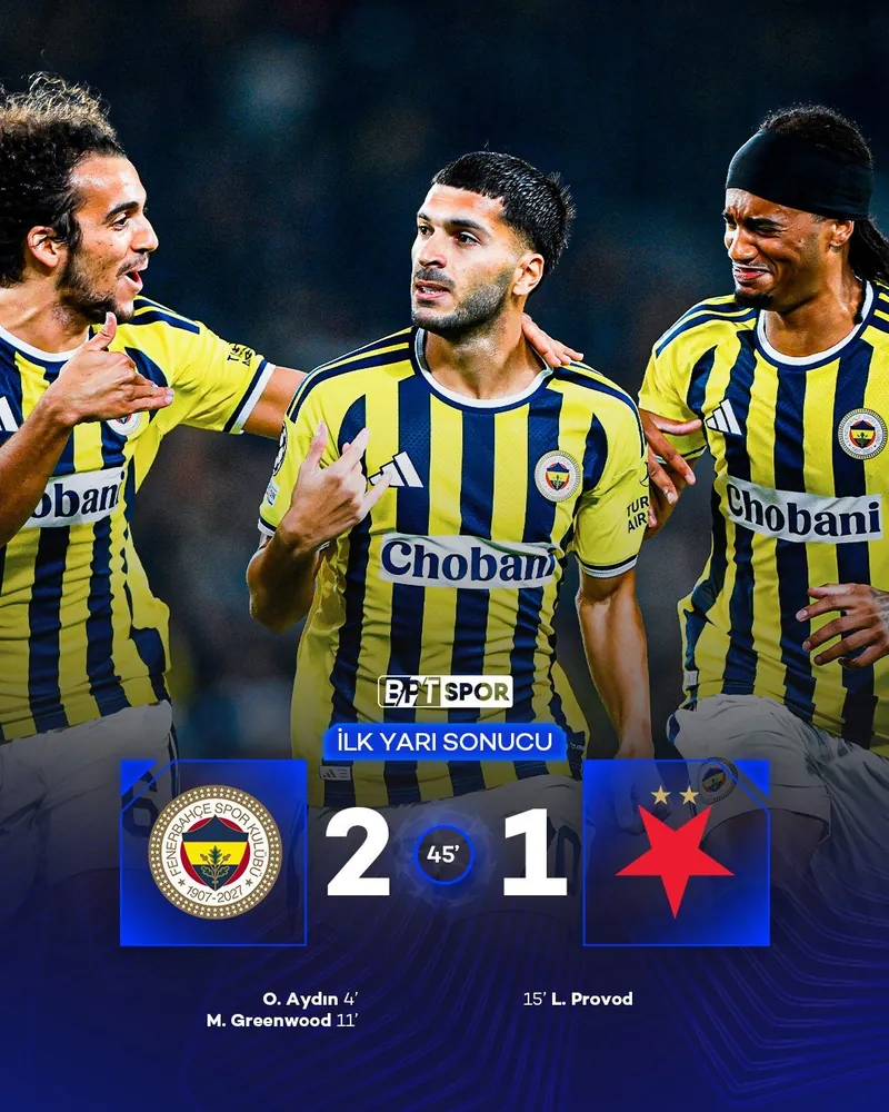 Fenerbahçe İlk Yarıyı İki Golle Önde Kapattı